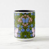 Mug Papillons et symétrie des fleurs, bleu et rose (Centre)