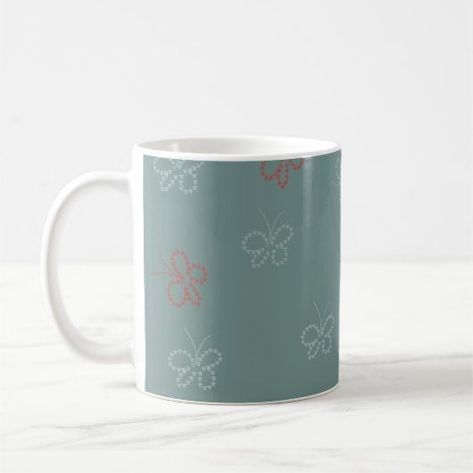 Mug Papillons Étoiles Vert Sauge (Gauche)