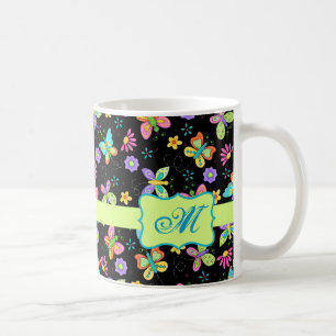 Mug Papillons fantaisie modernes sur le monogramme