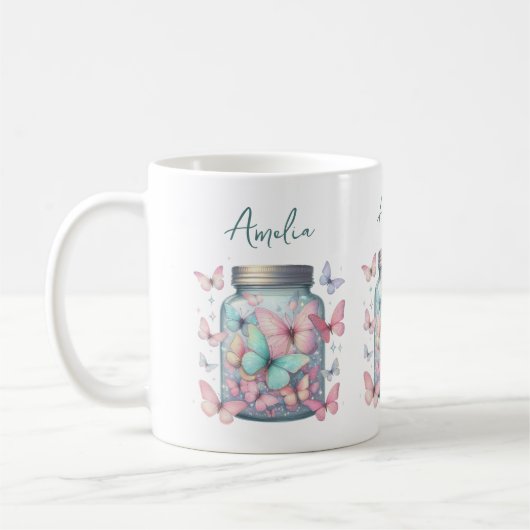 Mug Papillons Fantaisistes dans un Pot (Gauche)