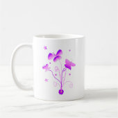 Mug Papillons Fleur Rose Violet Fille Fils (Gauche)