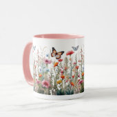 Mug Papillons fleur sauvage Fleurs de champs Thé de ca (Devant gauche)