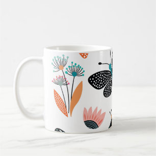 Mug Papillons Fleurs : Collection Dessinée à la main