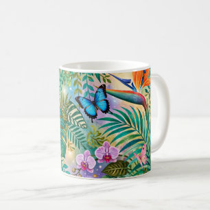 Mug Papillons Fleurs Fantaisie Jungle Enjouée
