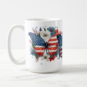 MUG PAPILLONS FLEURS ROUGE BLANC BLEU PATRIOTIQUES