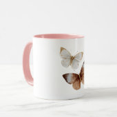 Mug Papillons marron crème blanc Amour (Devant gauche)