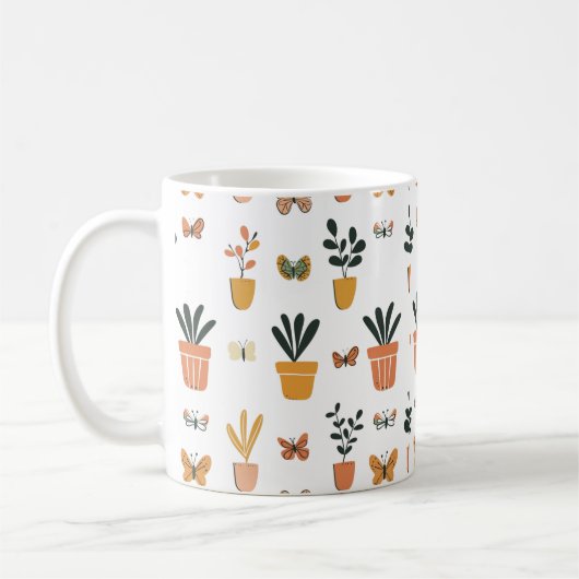 Mug Papillons mignons et pot (Gauche)