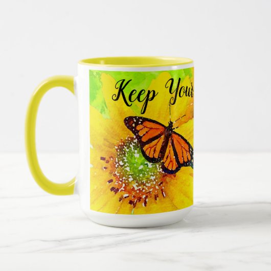 Mug Papillons Monarque Sunflower (Gauche)