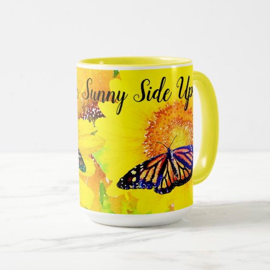 Mug Papillons Monarque Sunflower (Devant droit)