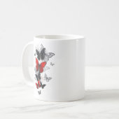 Mug Papillons Morpho Noirs et Rouges en Vol (Devant gauche)