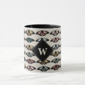 Mug Papillons neutres modernes Monogramme Motif de jar (Centre)