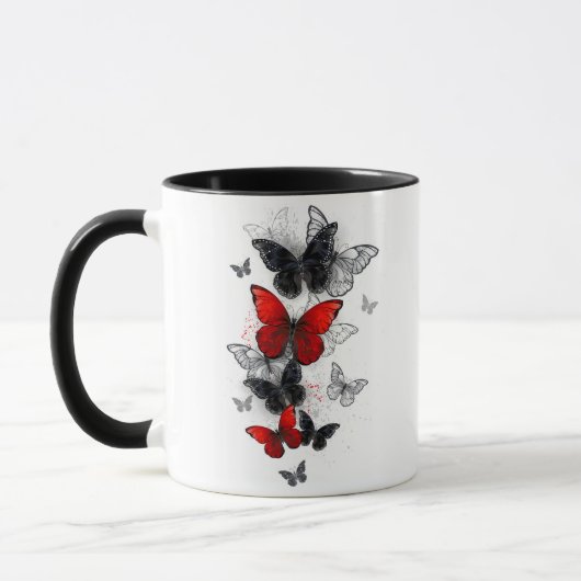 Mug Papillons noirs et rouges volants (Gauche)