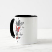 Mug Papillons noirs et rouges volants (Devant gauche)