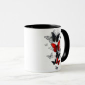 Mug Papillons noirs et rouges volants (Devant droit)