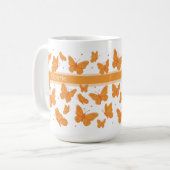 Mug Papillons orange & points Monogramme Nom personnal (Devant gauche)