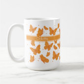 Mug Papillons orange & points Monogramme Nom personnal (Gauche)