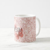 Mug Papillons Pailletés Rose Rouge (Devant droit)
