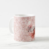 Mug Papillons Pailletés Rose Rouge (Devant gauche)