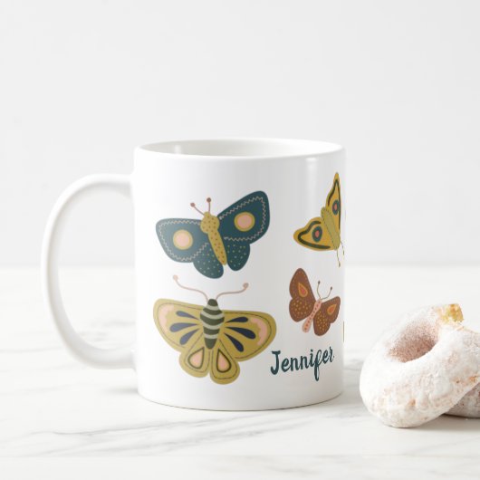 Mug Papillons Papillons d'art populaire Collage person (Avec donut)