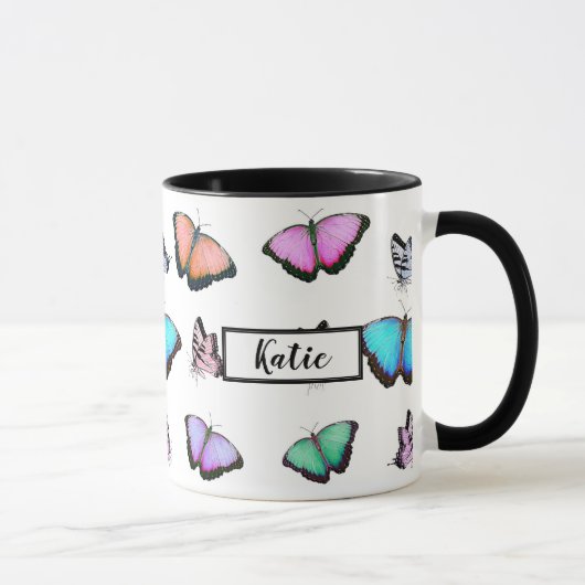 Mug Papillons Pastel personnalisés (Droite)