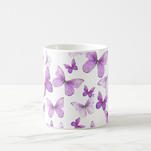 Mug Papillons Pastel Violet Fille Personnalisé Monogra (Centre)