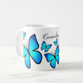 Mug Papillons peints en bleu personnalisés (Devant gauche)