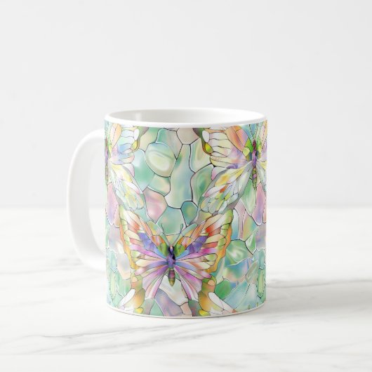 Mug Papillons pourpres Mint Aqua (Devant gauche)