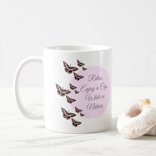 Mug Papillons rose (Avec donut)