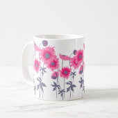 Mug Papillons rose et gris art graphique boue florale (Devant gauche)