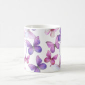 Mug Papillons rose et violet Monogramme personnalisé (Centre)