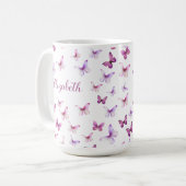 Mug Papillons rose jolie Nom personnalisé (Devant gauche)
