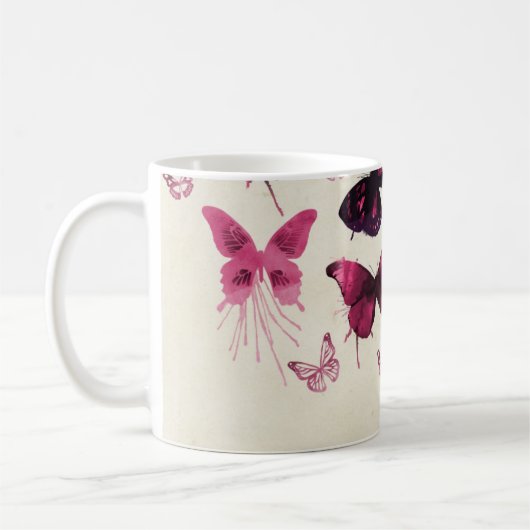 Mug Papillons rose motif (Gauche)