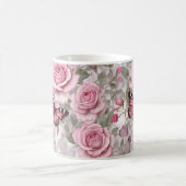 Mug Papillons rose pâle et fleurs Roses (Centre)