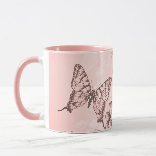 Mug Papillons rose tendre (Gauche)