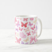 Mug Papillons rose violet jaune (Devant droit)
