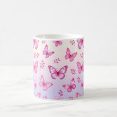 Mug Papillons roses et motif de fleurs (Centre)