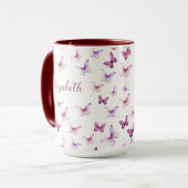 Mug Papillons roses jolis personnalisés avec poignée c (Devant gauche)