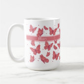 Mug Papillons roses & points Monogramme Nom personnali (Gauche)