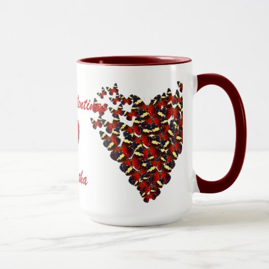 Mug Papillons rouges & coeur d'amour Valentines (Droite)