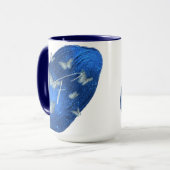 Mug Papillons Royal Bleu Initiales Lettre F Monogramme (Devant gauche)