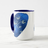 Mug Papillons Royal Bleu Initiales Lettre K Monogramme (Devant gauche)
