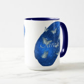Mug Papillons Royal Bleu Initiales Lettre S Monogramme (Devant droit)
