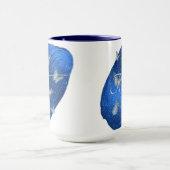 Mug Papillons Royal Bleu Initiales Lettre T Monogramme (Centre)