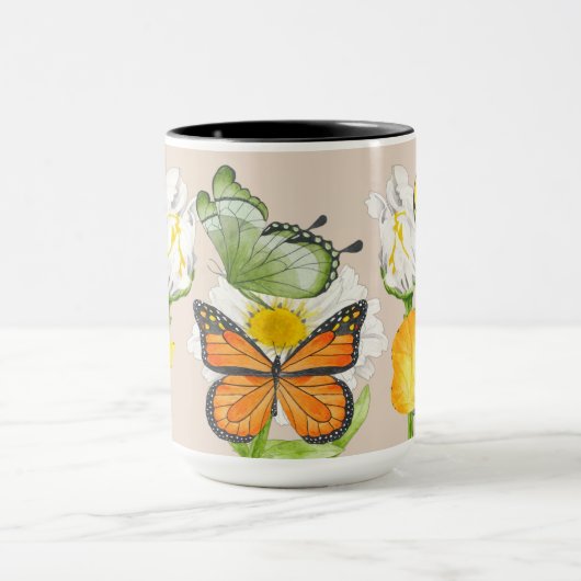 Mug Papillons sur une grosse boue combo (Centre)