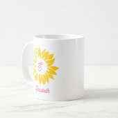 Mug Papillons Tournesol Monogramme Jaune Rose (Devant gauche)