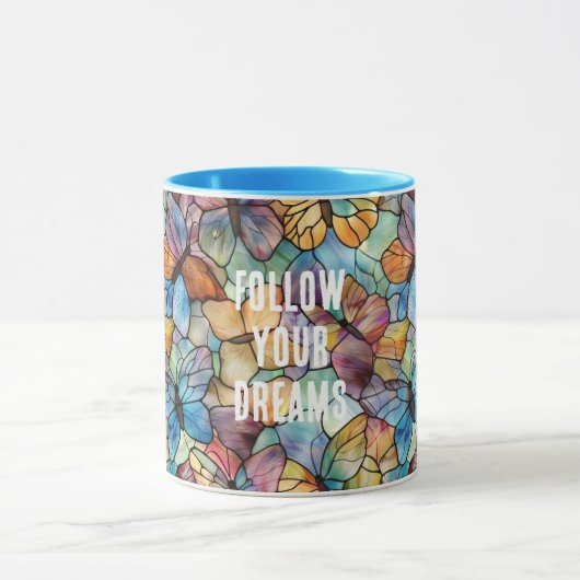 Mug Papillons Turquoise Bleu Orange Violet (Centre)