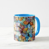 Mug Papillons Turquoise Bleu Orange Violet (Devant droit)