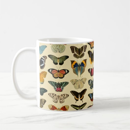 Mug Papillons vintages illustrés - Jaune (Gauche)