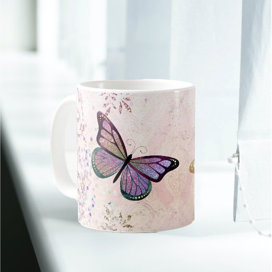 Mug Papillons violets Glam Pink Gold