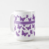 Mug Papillons Violets & Points Nom Personnalisé Monogr (Devant gauche)